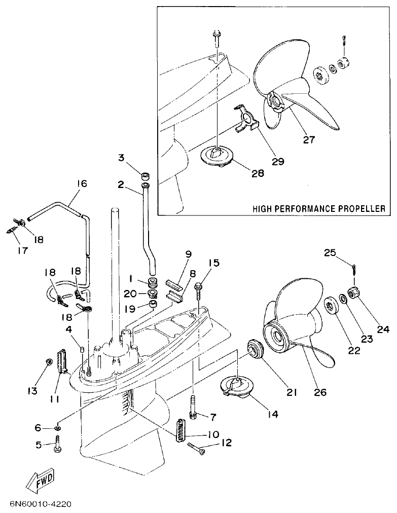 Yamaha 115B, 140B LOWER CASING & DRIVE 2 parts diagram